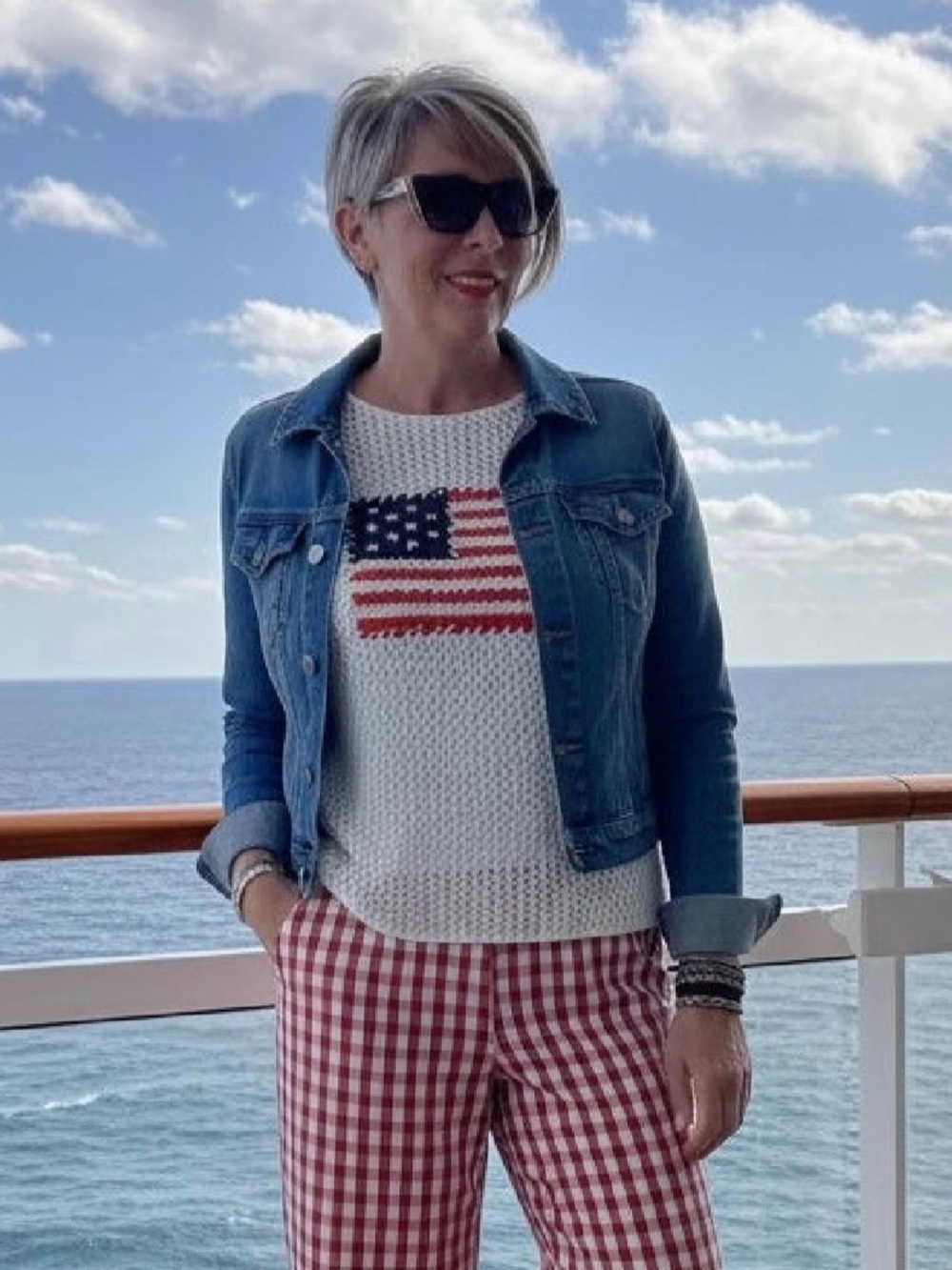 White American Flag Knit Top - Red, White & Blue